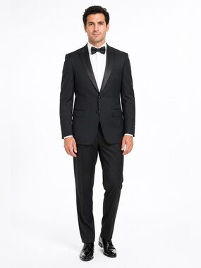 EJ Samuel Men’s Black Tuxedo Suit 2-Piece Jacket 44R Pants 38W TUX101